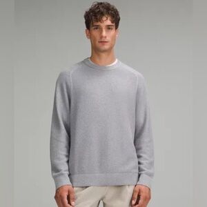 Lululemon Men’s Textured Knit Crewneck Sweater cotton blend Small heathered blue